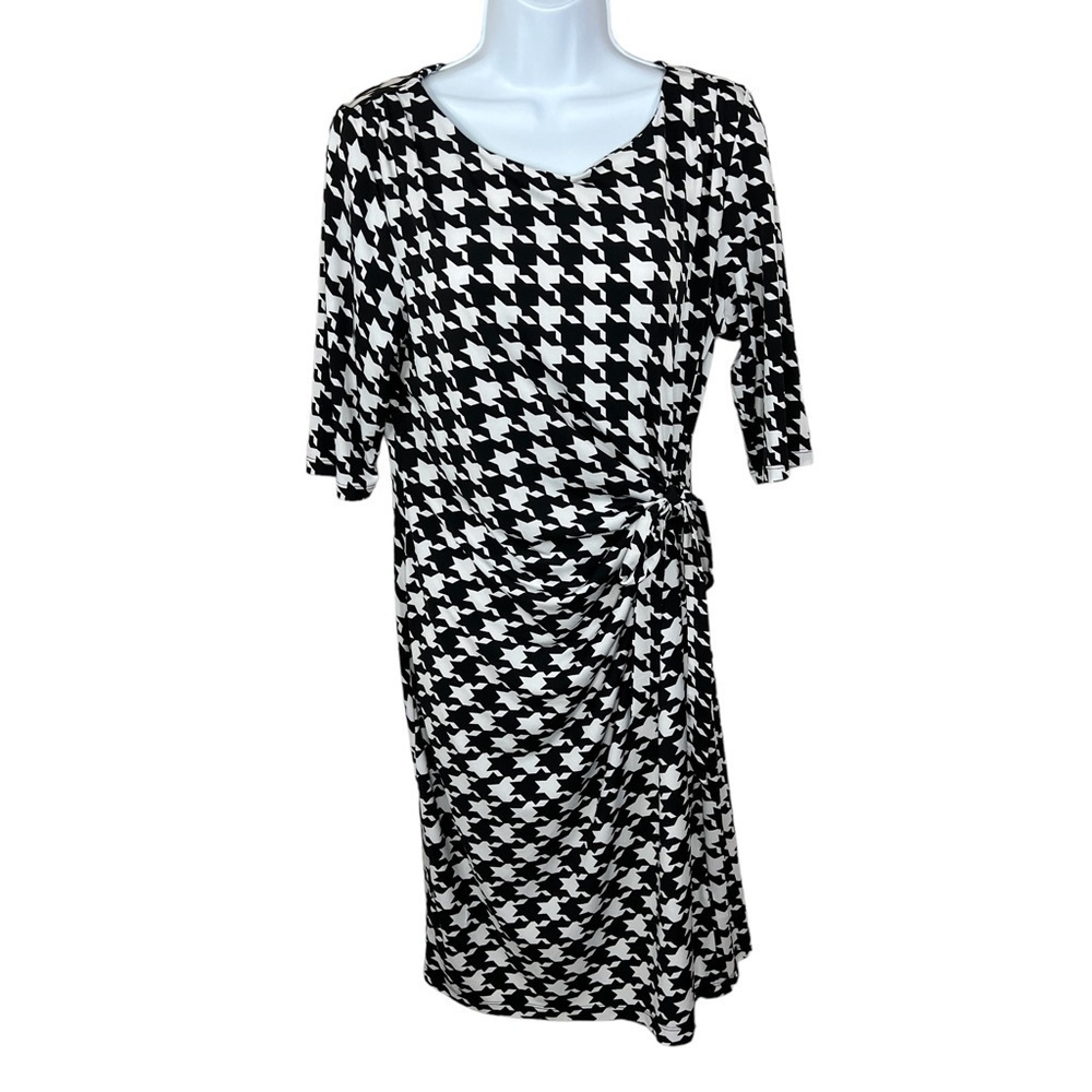 Medium Kiara Black White Houndstooth Dress Midi Retro Pinup Event Party